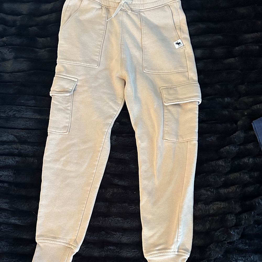 abercrombie kids beige cargo jogger sweatpants